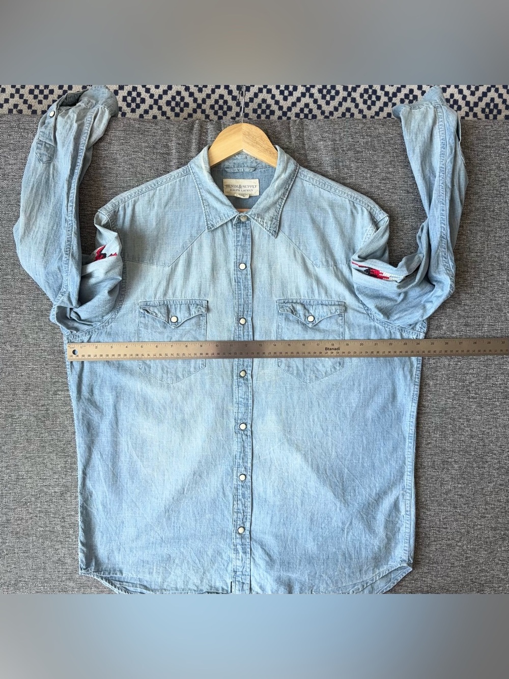 Ralph Lauren Denim & Supply Embroidered Western Chambray Shirt Men’s XL Denim - Picture 10 of 11